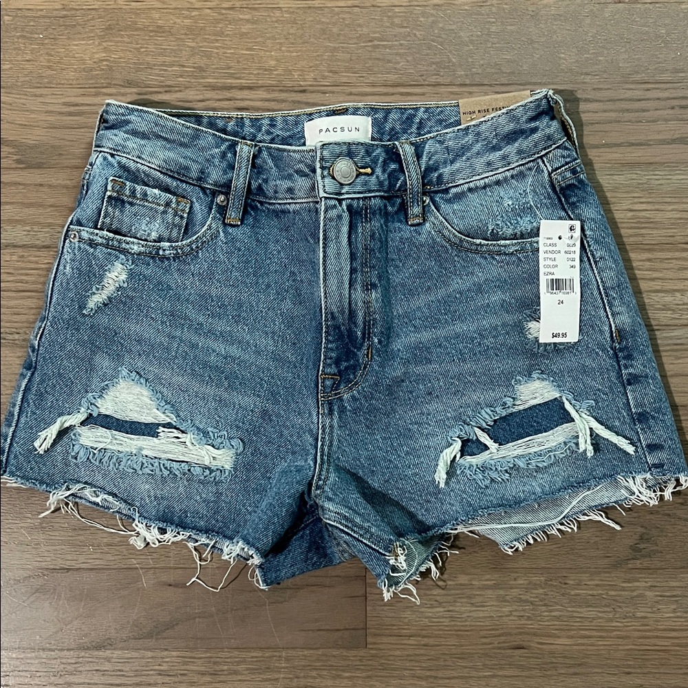 PacSun Light Blue Ripped Jean Shorts